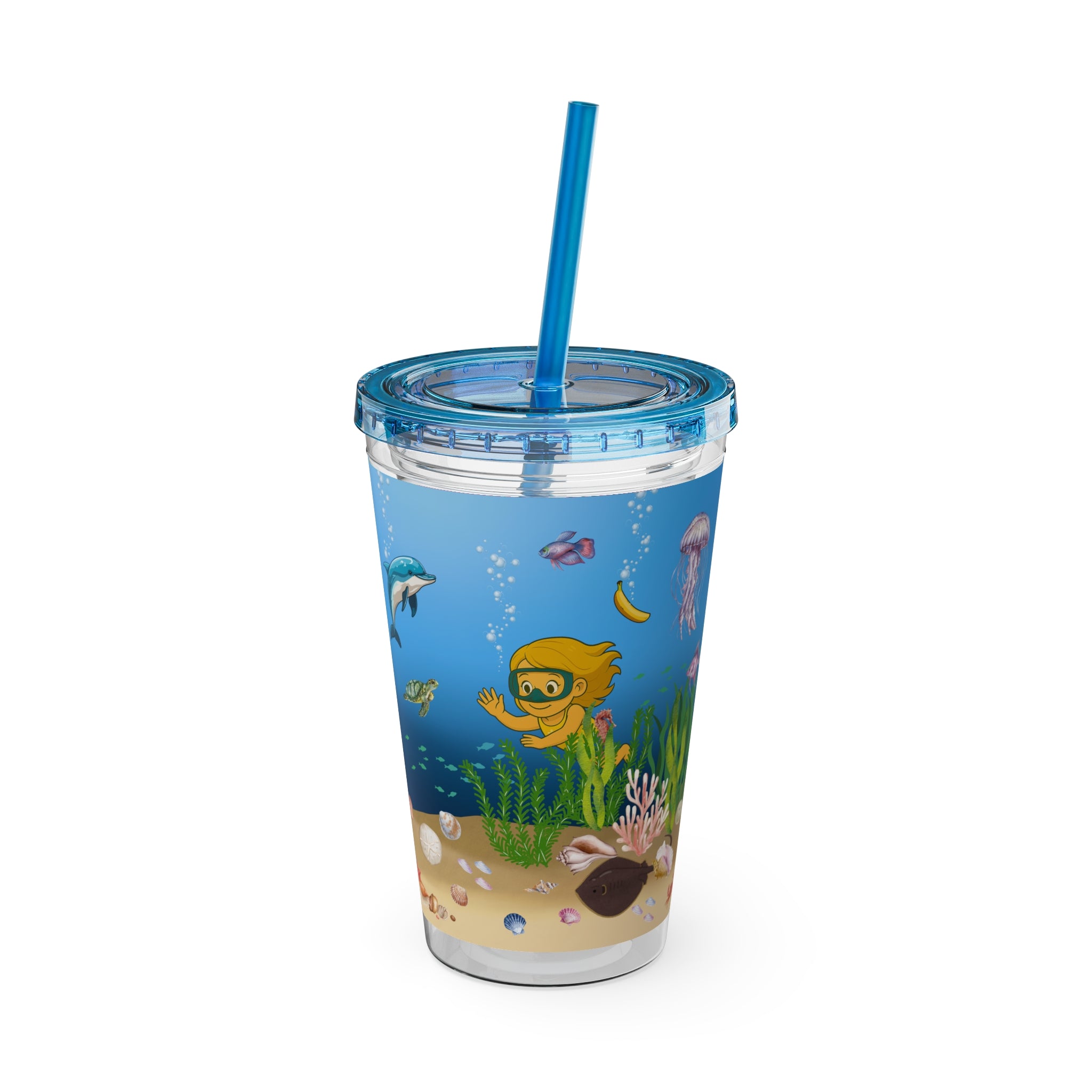 Sunsplash Tumbler with Lid & Straw, 16oz