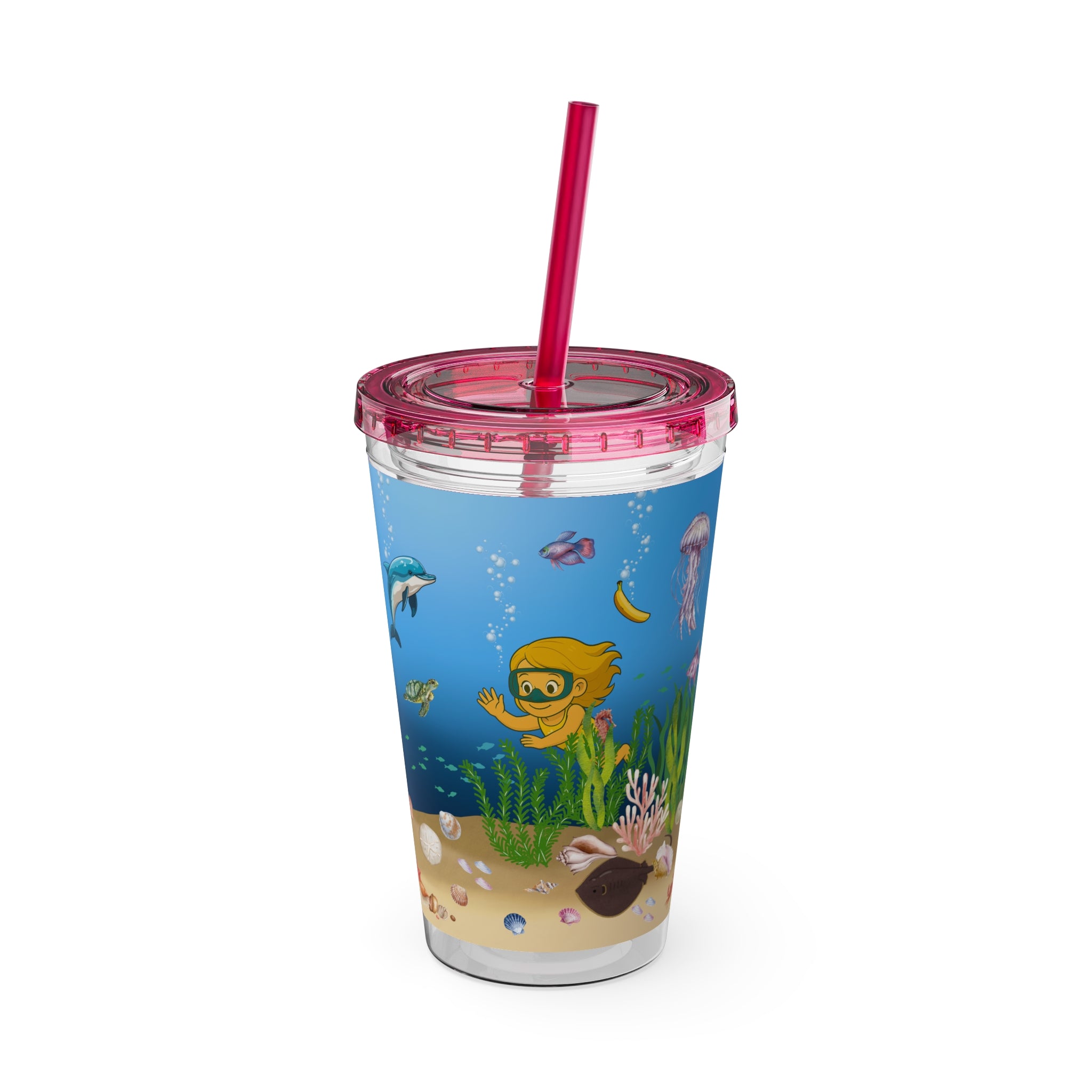 Sunsplash Tumbler with Lid & Straw, 16oz